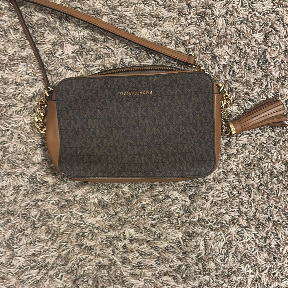 Michael Kors Brown Crossbody Bag with Gold Hardware